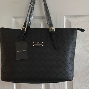 New London Fog 100th Anniversary Kylar Woven Tote Black